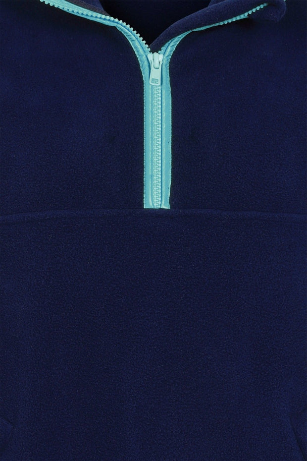zip close up image of mens quarter zip polartec fleece navy with sky blue trimnattily dressed navy blue fleece quarter zip with sky blue trim