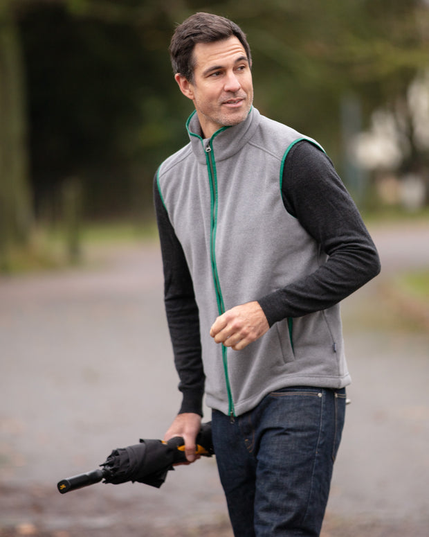 MENS FLEECE GILET - GREY/FOREST - LIMITED EDITION
