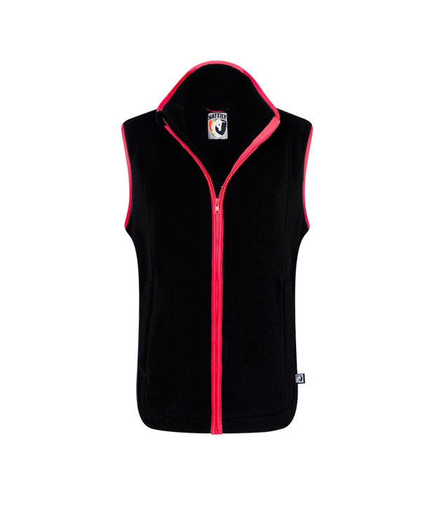 LADIES FLEECE GILET - BLACK/CORAL