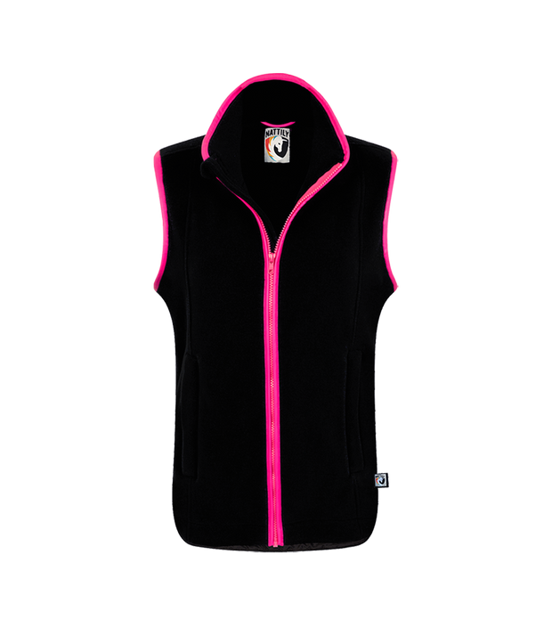 LADIES FLEECE GILET - BLACK/PINK