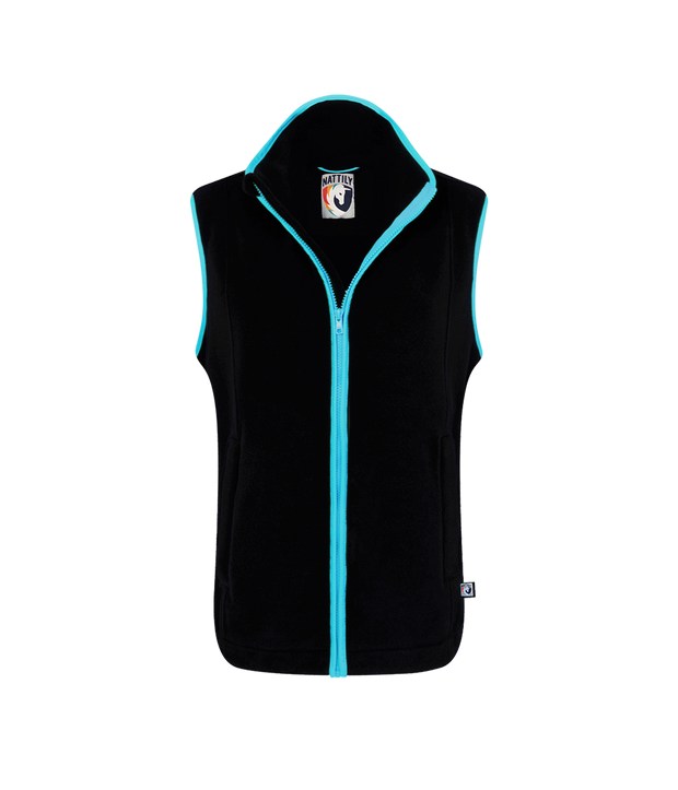 LADIES FLEECE GILET - BLACK/SKY