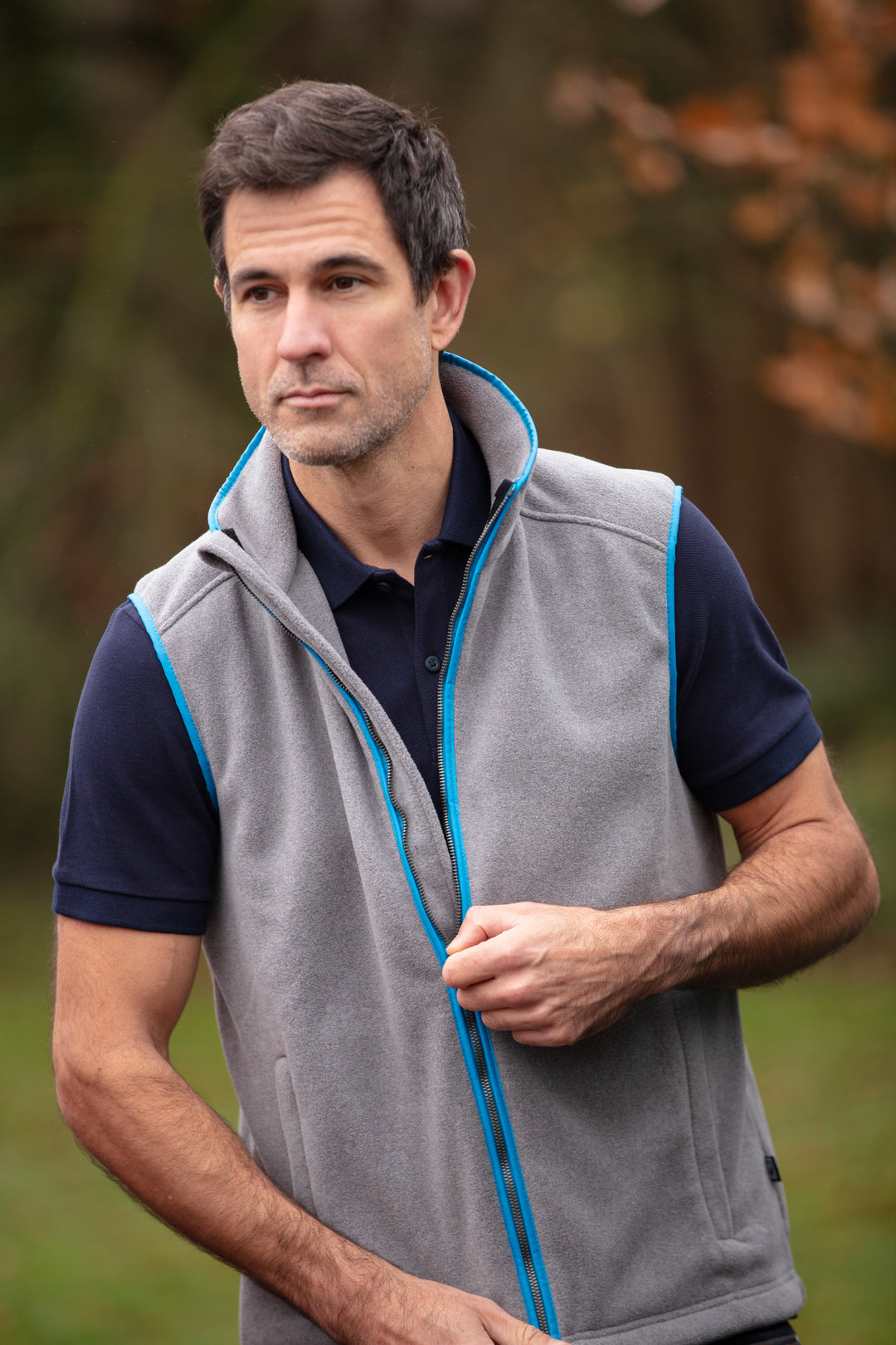 MENS FLEECE GILET - GREY/KINGFISHER - LIMITED EDITION – Nattily