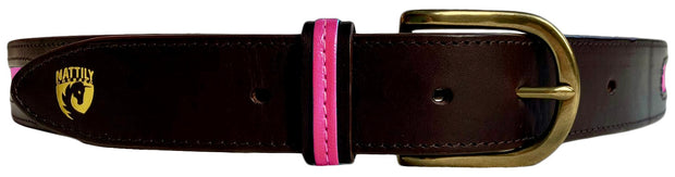 pink stripe leather belt by mackenzie & george for nattily dressed