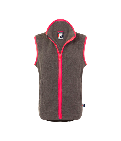 ladies grey fleece gilet with coral trim nattily dressed