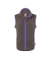 ladies grey fleece gilet with purple trim