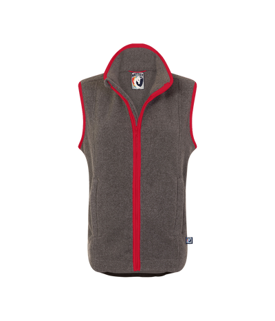 ladies grey fleece gilet with red trim