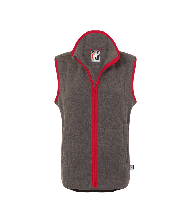 ladies grey fleece gilet with red trim