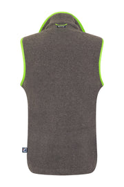 back view image of ladies grey fleece gilet with lime green trim nattily dressed