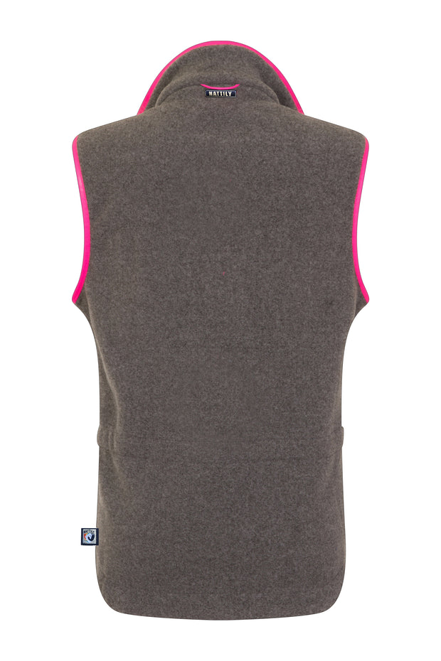SUMMER OFFER - LADIES FLEECE GILET - GREY/PINK
