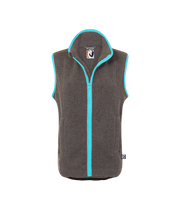 ladies grey fleece gilet with sky blue trim