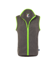 ladies grey fleece gilet with lime green trim nattily dressed