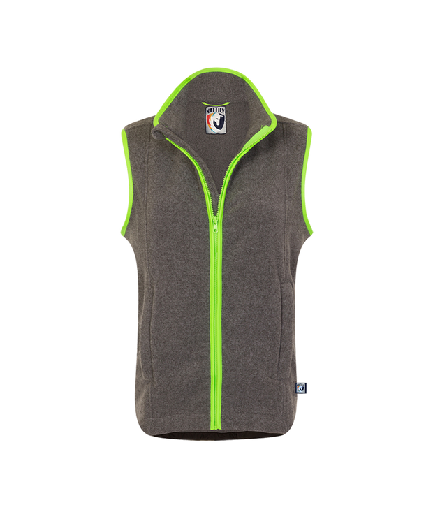 ladies grey fleece gilet with lime green trim nattily dressed