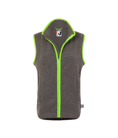 nattily dressed childrens fleece gilet grey with lime green trimue fleece quarter zip with sky blue trim