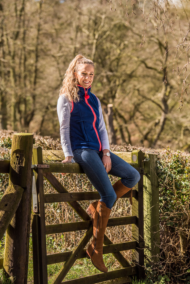 LADIES FLEECE GILET - NAVY/CORAL