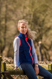 LADIES FLEECE GILET - NAVY/CORAL