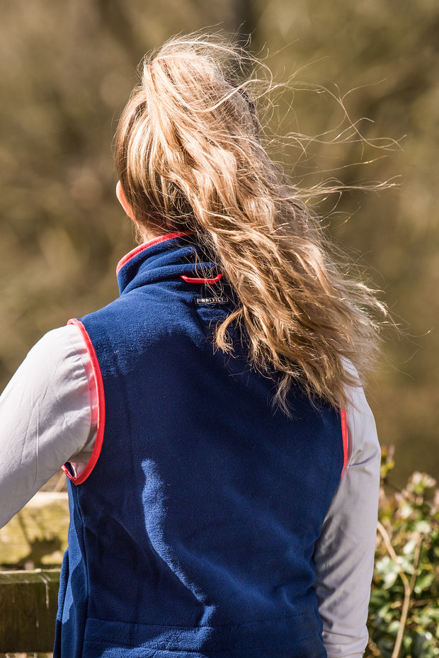 LADIES FLEECE GILET - NAVY/CORAL