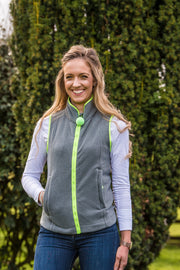 ladies grey fleece gilet with lime green trim nattily dressed