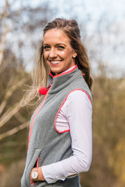 LADIES FLEECE GILET - GREY/CORAL