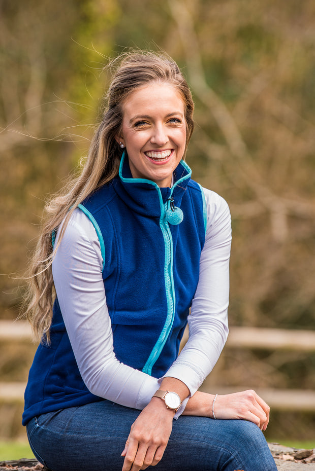 LADIES FLEECE GILET - NAVY/SKY