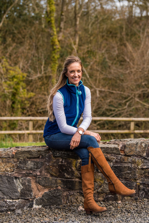 LADIES FLEECE GILET - NAVY/SKY