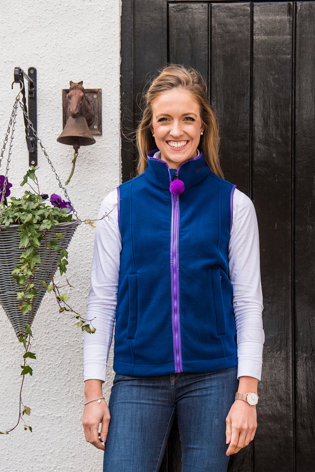 LADIES FLEECE GILET - NAVY/PURPLE