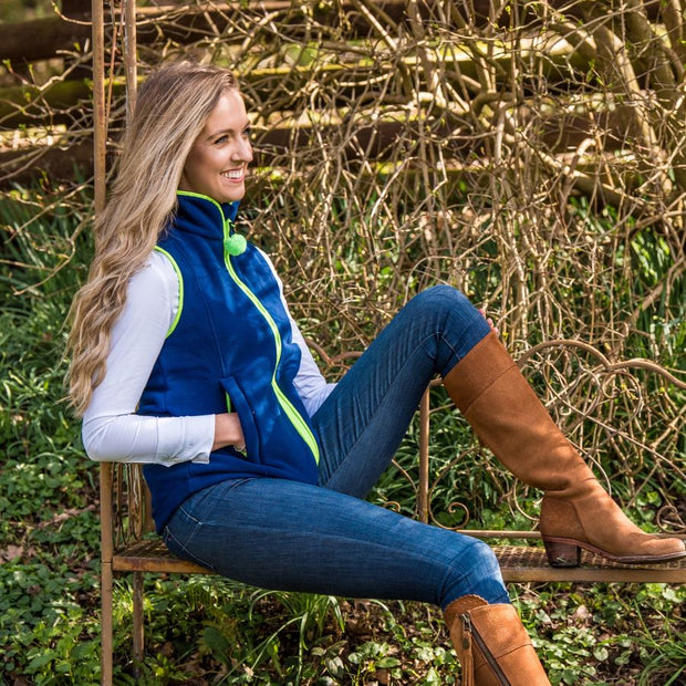 LADIES FLEECE GILET - NAVY/LIME