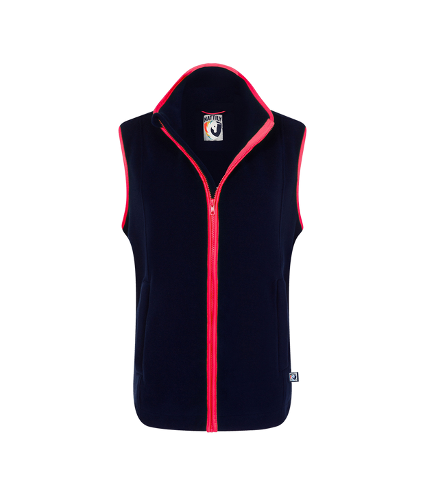 LADIES FLEECE GILET - NAVY/CORAL