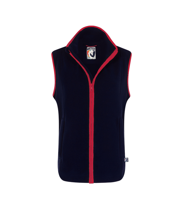 LADIES FLEECE GILET - NAVY/RED