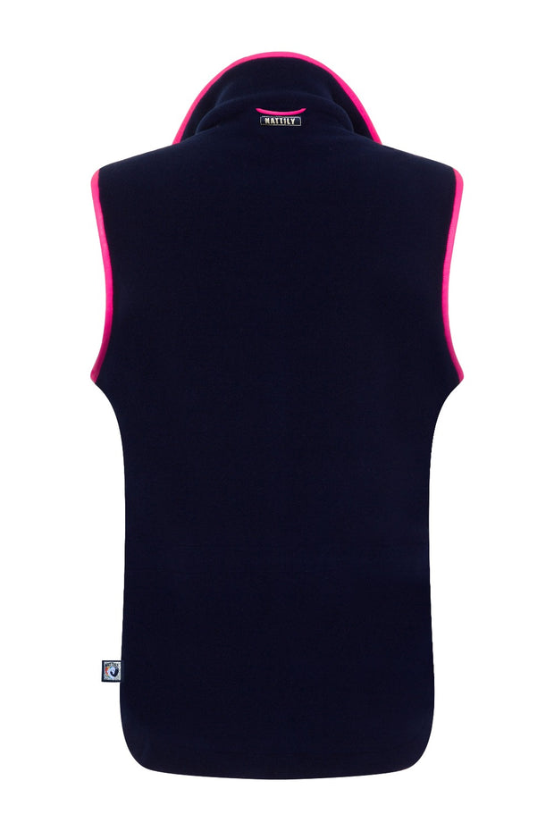 LADIES FLEECE GILET - NAVY/PINK