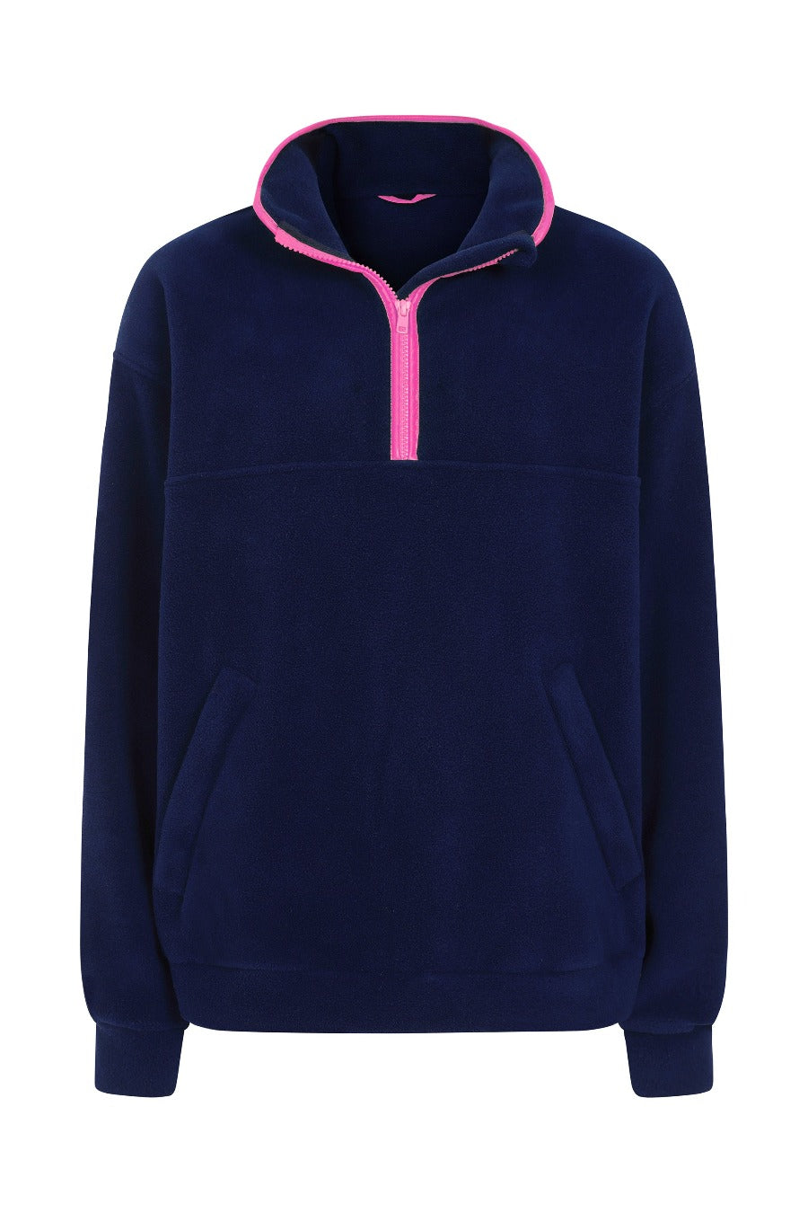 ADULT QUARTER ZIP FLEECE TOP - NAVY/PINK – Nattily Dressed