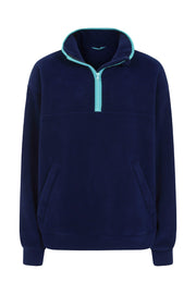 mens quarter zip polartec fleece navy with sky blue trimnattily dressed navy blue fleece quarter zip with sky blue trim