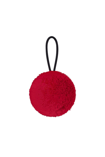 red wool pompom made in england